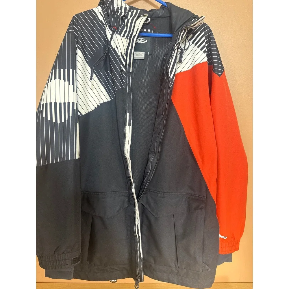 Nike 6.0 Piano Piano by Akroe Hooded Snowboard Jacket Black Orange White Mens XL